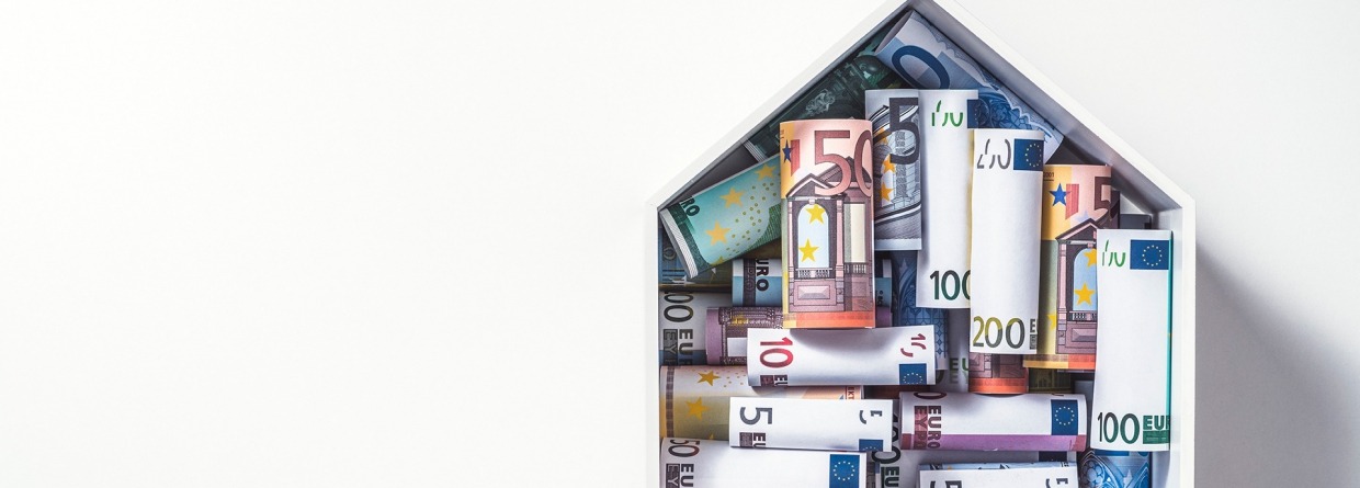 Geld voor een huis, euro, hypotheek, huis, geld, euro's